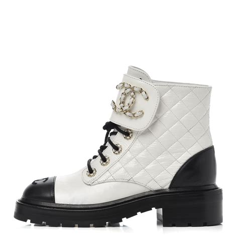 chanel combat boots white|chanel shoe laces for boots.